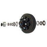 LOADED HUB DRUM KIT - 7K, 8 BOLT, 1/2" STUDS