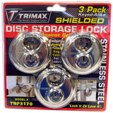 ROUND STAINLESS STEEL PAD LOCK, DOOR LOCK (SET OF 3)