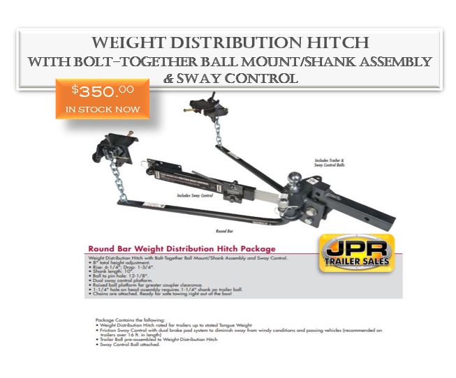 Tow Safely with our Weight Distribution Hitch with Bolt-Together Ball Mount/Shank Assembly & Sway Control